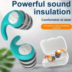 1 Pair Sleeping Ear Plugs Silicone Soft Comfortable Earplugs Sound Insulation Noise Reduction Earbuds Noise Filter Sleeping Swimming Waterproof Three Layers Mute