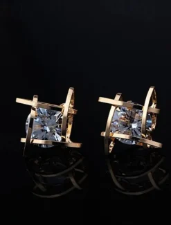 1 Pair Stud Earrings Ball Earrings For Women's Birthday Party Evening Gift Copper Vintage Style Fashion Diamond