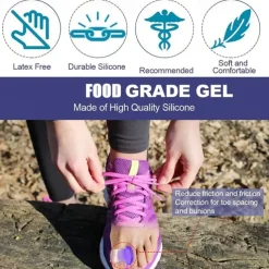 1 Pair Toe Spacers for Men and Women Purple Gel Toe Separators for Curled and Overlapping Toes Bunions Hammer Toe Straightener Big and Second Toe Spreader