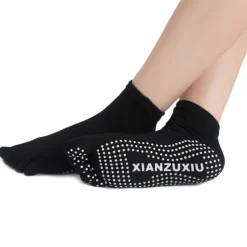1 Pair Yoga Socks Grip Yoga Socks Five Toe Socks Sports Socks Women's Anti-Slip Breathable Moisture Wicking Protective Deep Purple Azure Pink+Yellow Fall Winter for Yoga Pilates Dance Bikram Barre