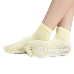 1 Pair Yoga Socks Grip Yoga Socks Five Toe Socks Sports Socks Women's Anti-Slip Breathable Moisture Wicking Protective Deep Purple Azure Pink+Yellow Fall Winter for Yoga Pilates Dance Bikram Barre