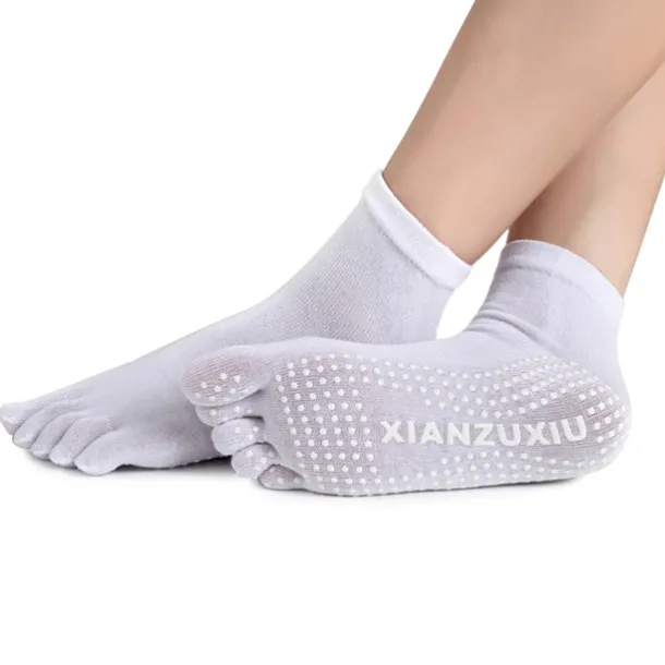 1 Pair Yoga Socks Grip Yoga Socks Five Toe Socks Sports Socks Women's Anti-Slip Breathable Moisture Wicking Protective Deep Purple Azure Pink+Yellow Fall Winter for Yoga Pilates Dance Bikram Barre