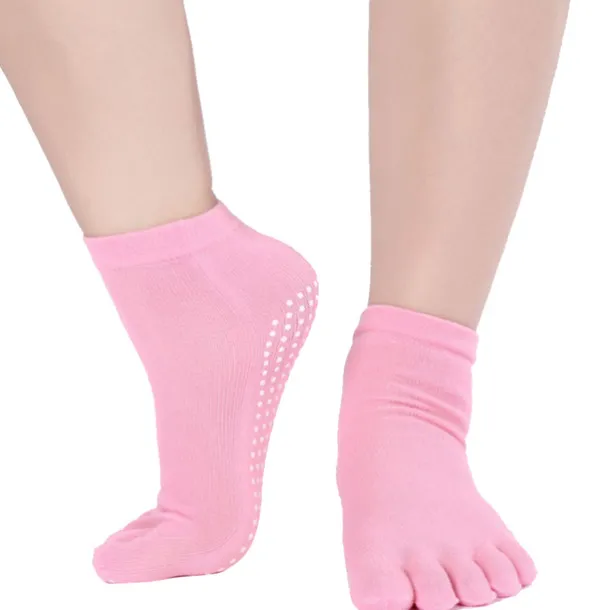1 Pair Yoga Socks Grip Yoga Socks Five Toe Socks Sports Socks Women's Anti-Slip Breathable Moisture Wicking Protective Deep Purple Azure Pink+Yellow Fall Winter for Yoga Pilates Dance Bikram Barre