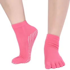 1 Pair Yoga Socks Grip Yoga Socks Five Toe Socks Sports Socks Women's Anti-Slip Breathable Moisture Wicking Protective Deep Purple Azure Pink+Yellow Fall Winter for Yoga Pilates Dance Bikram Barre