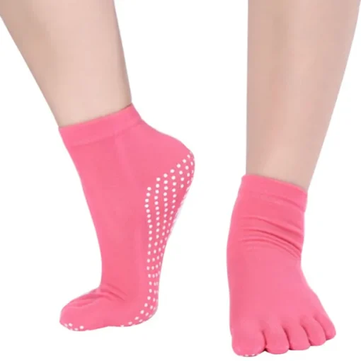 1 Pair Yoga Socks Grip Yoga Socks Five Toe Socks Sports Socks Women's Anti-Slip Breathable Moisture Wicking Protective Deep Purple Azure Pink+Yellow Fall Winter for Yoga Pilates Dance Bikram Barre