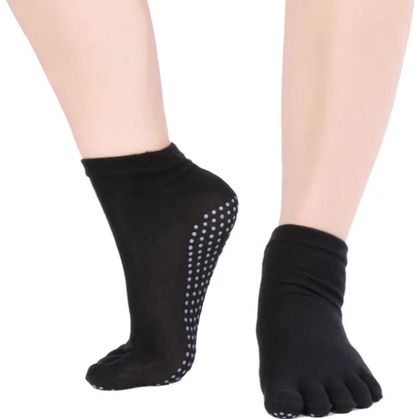 1 Pair Yoga Socks Grip Yoga Socks Five Toe Socks Sports Socks Women's Anti-Slip Breathable Moisture Wicking Protective Deep Purple Azure Pink+Yellow Fall Winter for Yoga Pilates Dance Bikram Barre