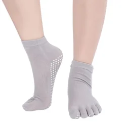 1 Pair Yoga Socks Grip Yoga Socks Five Toe Socks Sports Socks Women's Anti-Slip Breathable Moisture Wicking Protective Deep Purple Azure Pink+Yellow Fall Winter for Yoga Pilates Dance Bikram Barre