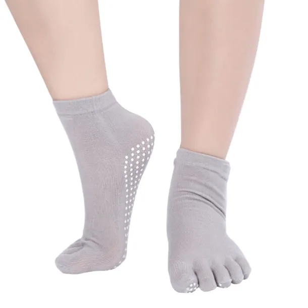 1 Pair Yoga Socks Grip Yoga Socks Five Toe Socks Sports Socks Women's Anti-Slip Breathable Moisture Wicking Protective Deep Purple Azure Pink+Yellow Fall Winter for Yoga Pilates Dance Bikram Barre