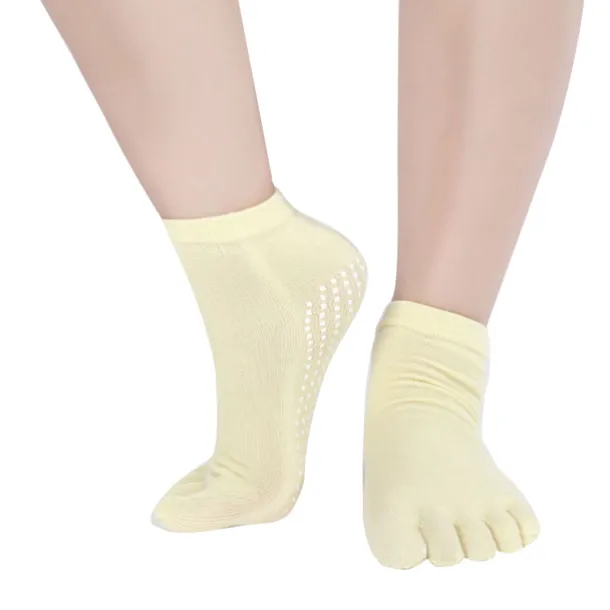 1 Pair Yoga Socks Grip Yoga Socks Five Toe Socks Sports Socks Women's Anti-Slip Breathable Moisture Wicking Protective Deep Purple Azure Pink+Yellow Fall Winter for Yoga Pilates Dance Bikram Barre