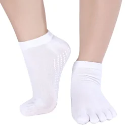 1 Pair Yoga Socks Grip Yoga Socks Five Toe Socks Sports Socks Women's Anti-Slip Breathable Moisture Wicking Protective Deep Purple Azure Pink+Yellow Fall Winter for Yoga Pilates Dance Bikram Barre