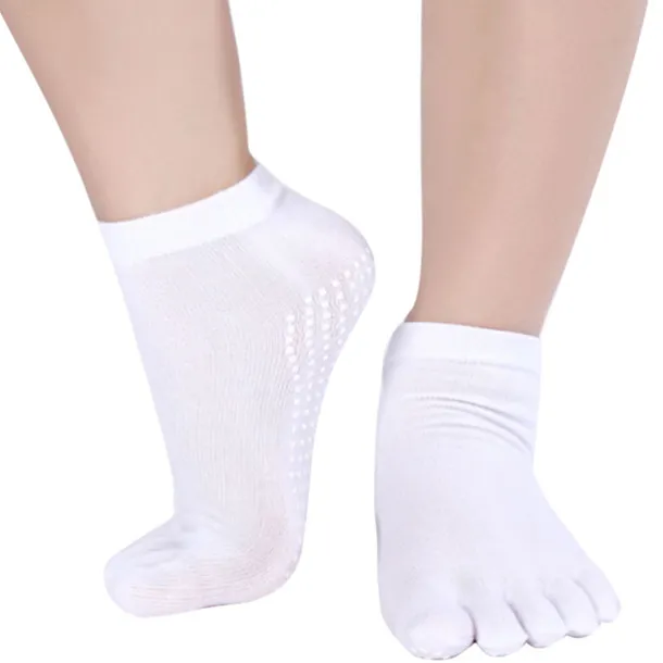 1 Pair Yoga Socks Grip Yoga Socks Five Toe Socks Sports Socks Women's Anti-Slip Breathable Moisture Wicking Protective Deep Purple Azure Pink+Yellow Fall Winter for Yoga Pilates Dance Bikram Barre