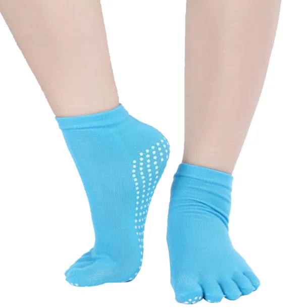 1 Pair Yoga Socks Grip Yoga Socks Five Toe Socks Sports Socks Women's Anti-Slip Breathable Moisture Wicking Protective Deep Purple Azure Pink+Yellow Fall Winter for Yoga Pilates Dance Bikram Barre