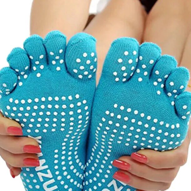 1 Pair Yoga Socks Grip Yoga Socks Five Toe Socks Sports Socks Women's Anti-Slip Breathable Moisture Wicking Protective Deep Purple Azure Pink+Yellow Fall Winter for Yoga Pilates Dance Bikram Barre