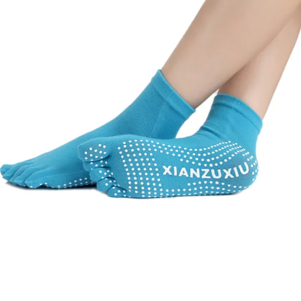1 Pair Yoga Socks Grip Yoga Socks Five Toe Socks Sports Socks Women's Anti-Slip Breathable Moisture Wicking Protective Deep Purple Azure Pink+Yellow Fall Winter for Yoga Pilates Dance Bikram Barre