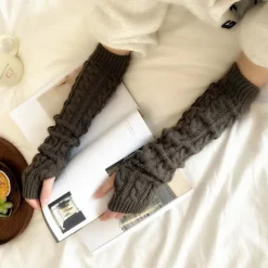 1 Pairs Elbow Warmer Arm Warmers Long Fingerless Gloves Knit Wrist Warmers with Thumb Hole Open F inger Arm Socks for Women Adult