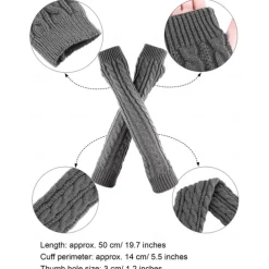 1 Pairs Elbow Warmer Arm Warmers Long Fingerless Gloves Knit Wrist Warmers with Thumb Hole Open F inger Arm Socks for Women Adult