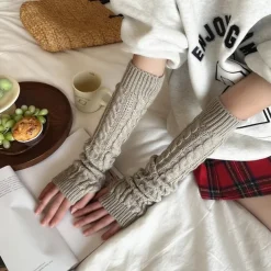 1 Pairs Elbow Warmer Arm Warmers Long Fingerless Gloves Knit Wrist Warmers with Thumb Hole Open F inger Arm Socks for Women Adult