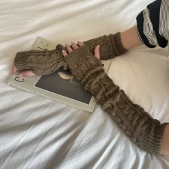 1 Pairs Elbow Warmer Arm Warmers Long Fingerless Gloves Knit Wrist Warmers with Thumb Hole Open F inger Arm Socks for Women Adult