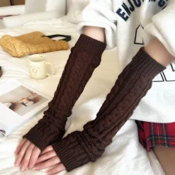 1 Pairs Elbow Warmer Arm Warmers Long Fingerless Gloves Knit Wrist Warmers with Thumb Hole Open F inger Arm Socks for Women Adult