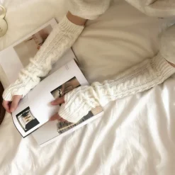 1 Pairs Elbow Warmer Arm Warmers Long Fingerless Gloves Knit Wrist Warmers with Thumb Hole Open F inger Arm Socks for Women Adult