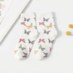 4 Pairs Women's Crew Socks Daily Animal Patterned Cotton Simple Lolita Cute Sports Socks