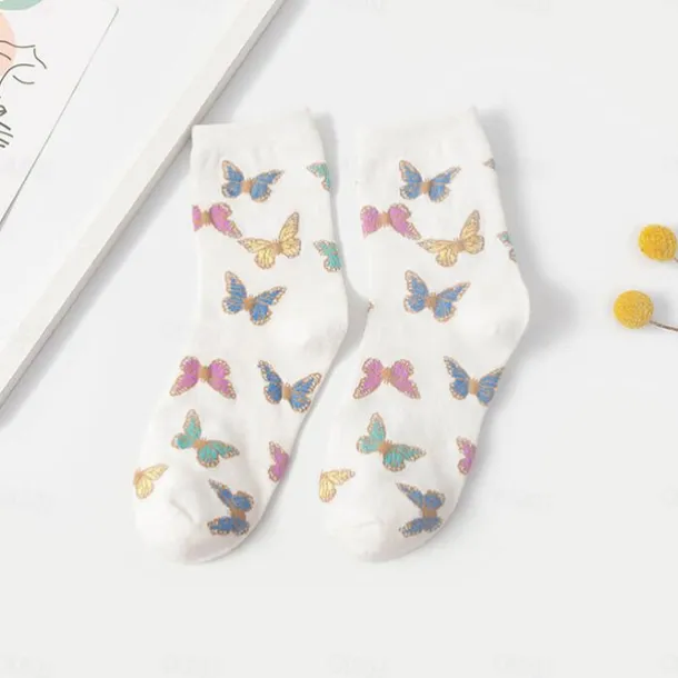 4 Pairs Women's Crew Socks Daily Animal Patterned Cotton Simple Lolita Cute Sports Socks