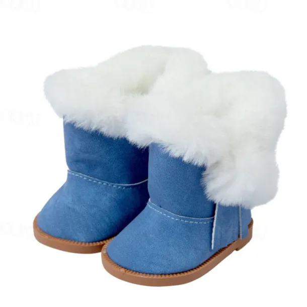 4 Pairs Christmas 18 Inch Doll Shoes Boots Dolls Winter Snow Doll Boots Accessories(Pink White Brown Blue)