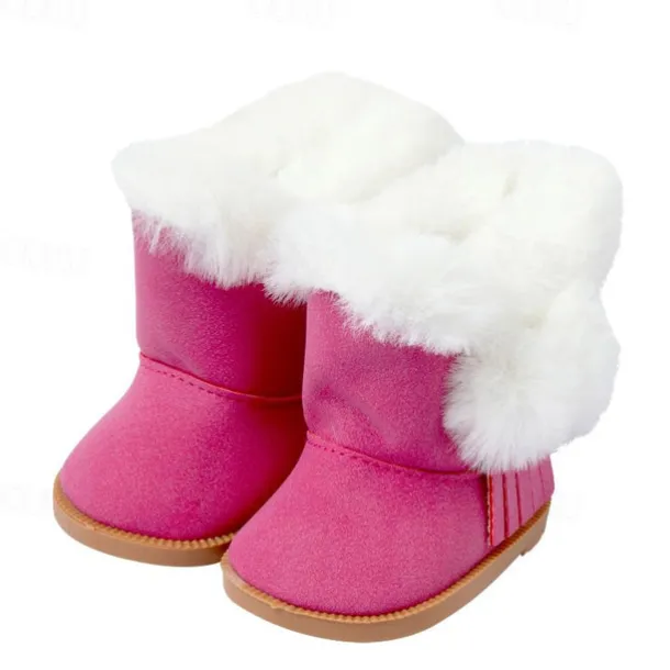 4 Pairs Christmas 18 Inch Doll Shoes Boots Dolls Winter Snow Doll Boots Accessories(Pink White Brown Blue)