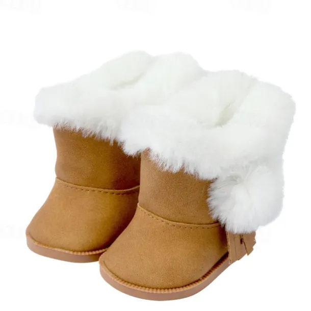 4 Pairs Christmas 18 Inch Doll Shoes Boots Dolls Winter Snow Doll Boots Accessories(Pink White Brown Blue)