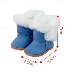 4 Pairs Christmas 18 Inch Doll Shoes Boots Dolls Winter Snow Doll Boots Accessories(Pink White Brown Blue)