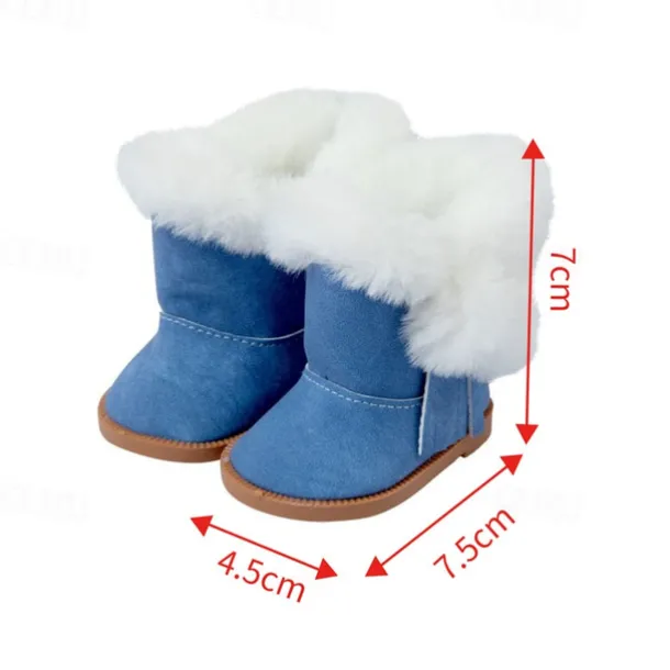 4 Pairs Christmas 18 Inch Doll Shoes Boots Dolls Winter Snow Doll Boots Accessories(Pink White Brown Blue)