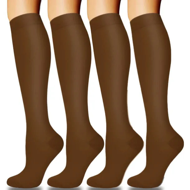 4 Pairs Copper Compression Socks for Women & Men Circulation 15-20 mmHg - Best Support for Nurses, Running