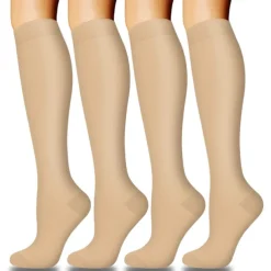 4 Pairs Copper Compression Socks for Women & Men Circulation 15-20 mmHg - Best Support for Nurses, Running