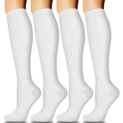 4 Pairs Copper Compression Socks for Women & Men Circulation 15-20 mmHg - Best Support for Nurses, Running