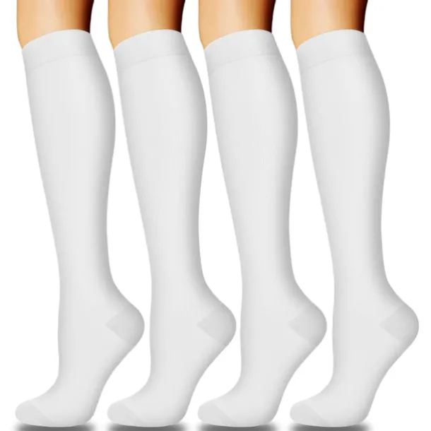 4 Pairs Copper Compression Socks for Women & Men Circulation 15-20 mmHg - Best Support for Nurses, Running