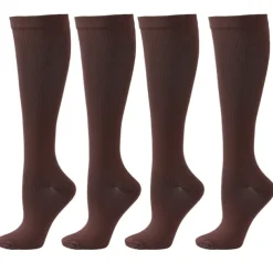 4 Pairs Copper Compression Socks for Women & Men Circulation 15-20 mmHg - Best Support for Nurses, Running