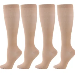 4 Pairs Copper Compression Socks for Women & Men Circulation 15-20 mmHg - Best Support for Nurses, Running