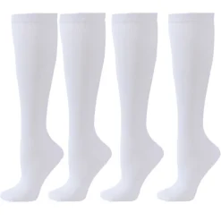 4 Pairs Copper Compression Socks for Women & Men Circulation 15-20 mmHg - Best Support for Nurses, Running