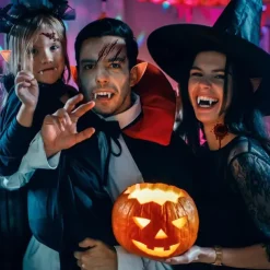 4 Pairs Halloween Vampire Teeth 4 Sizes Custom Fangs Vampire Teeth with 1 Tube Teeth Pellets Adhesive for Cosplay Party Props Halloween Party Fangs Fake Dentures