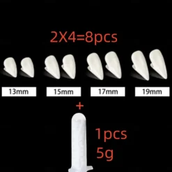 4 Pairs Halloween Vampire Teeth 4 Sizes Custom Fangs Vampire Teeth with 1 Tube Teeth Pellets Adhesive for Cosplay Party Props Halloween Party Fangs Fake Dentures