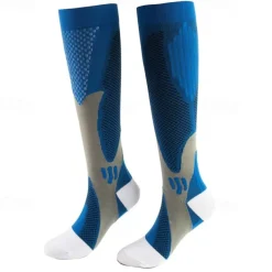 2 Pairs Men's Compression Socks Hiking Socks Sports Socks Breathable Soft Stretchy Comfortable Outdoor Patchwork Chinlon Black White Light Pink for Hunting Cycling / Bike Camping / Hiking / Caving