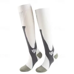 2 Pairs Men's Compression Socks Hiking Socks Sports Socks Breathable Soft Stretchy Comfortable Outdoor Patchwork Chinlon Black White Light Pink for Hunting Cycling / Bike Camping / Hiking / Caving