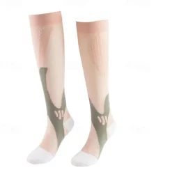 2 Pairs Men's Compression Socks Hiking Socks Sports Socks Breathable Soft Stretchy Comfortable Outdoor Patchwork Chinlon Black White Light Pink for Hunting Cycling / Bike Camping / Hiking / Caving