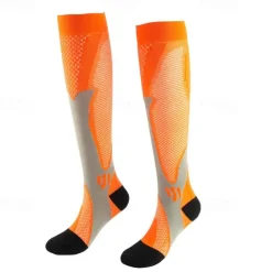 2 Pairs Men's Compression Socks Hiking Socks Sports Socks Breathable Soft Stretchy Comfortable Outdoor Patchwork Chinlon Black White Light Pink for Hunting Cycling / Bike Camping / Hiking / Caving