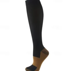 5 Pairs Men's Compression Socks Hiking Socks Sports Socks Breathable Soft Stretchy Comfortable Outdoor Patchwork Polyester Black White Khaki for Hunting Cycling / Bike Camping / Hiking / Caving