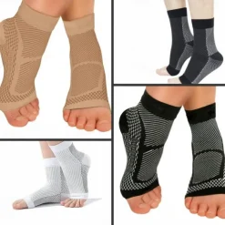 2/4 pairs Neuropathy Socks Compression Socks Ankle Compression Sleeve for Sports: Relieves Plantar Fasciitis, Achilles Tendonitis, Joint Pain, Reduces Swelling, Provides Heel Support