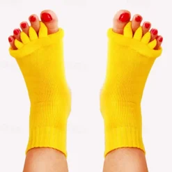 1 Pairs Toeless Yoga Socks, Five-toe Split Socks, Comfy & Breathable Foot Alignment Socks, Non-slip Massage Socks
