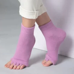 1 Pairs Toeless Yoga Socks, Five-toe Split Socks, Comfy & Breathable Foot Alignment Socks, Non-slip Massage Socks