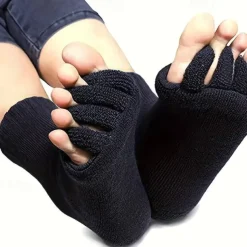 1 Pairs Toeless Yoga Socks, Five-toe Split Socks, Comfy & Breathable Foot Alignment Socks, Non-slip Massage Socks
