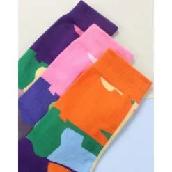 3 Pairs Women's Crew Socks Work Daily Holiday Multi Color Cotton Simple Classic Casual Sports Socks